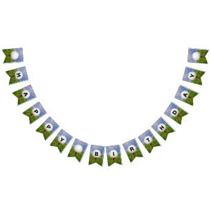 Happy Birthday-golfbal op t-shirt in gras Vlaggetjes