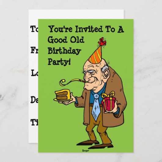 Happy Birthday - Good Old Party (oud man) Kaart (Voorkant / Achterkant)