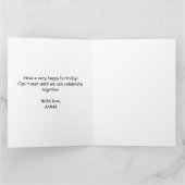 Happy Birthday | Goud en Blush roze bloemen Kaart (Binnen)