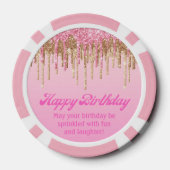Happy Birthday Goud Roze Dripping Glitters Stijlvo Poker Chips (Achterkant)