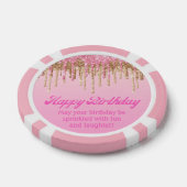 Happy Birthday Goud Roze Dripping Glitters Stijlvo Poker Chips (Enkel)