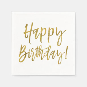 Happy Birthday Gouden Folie Servetten
