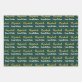 Happy Birthday Gouden Script Naam Deep Green Inpakpapier Vel (Voorkant)