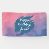 Happy Birthday Gradient Pink Watercolor Banner (Horizontaal)