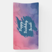 Happy Birthday Gradient Pink Watercolor Banner (Verticaal)