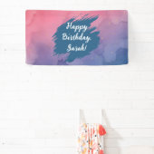 Happy Birthday Gradient Pink Watercolor Banner (Insitu)