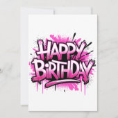 Happy Birthday Graffiti Pink Invitation editable (Devant)