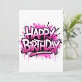 Happy Birthday Graffiti Pink Invitation editable (Debout devant)