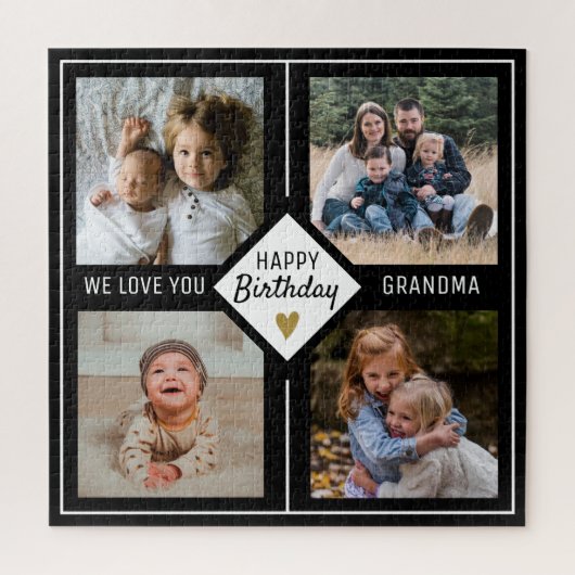 Happy Birthday Grandma 4 Photo Collage Legpuzzel (Verticaal)