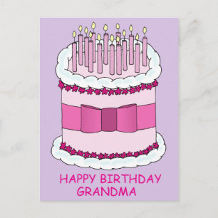 Happy Birthday Grandma Cake met kaarsen Briefkaart