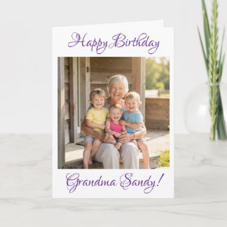 Happy Birthday Grandma Photo Template Personalized Kaart
