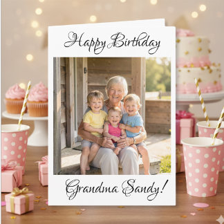 Happy Birthday Grandma Photo Template Personalized Kaart