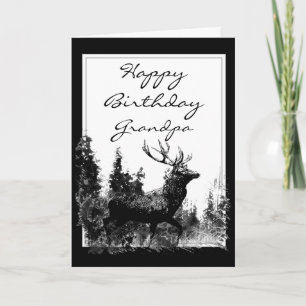 Happy Birthday Grandpa Stag, Deer Animal Kaart