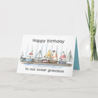 Happy Birthday Grandson Sailboats Toys Custom Kaart