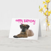 Happy Birthday Great Dane Puppy Dog Card - Verse Kaart (Gele Bloem)