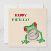 Happy Birthday Green Frog Greeting
