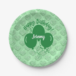 Happy Birthday Green Hearts-ballonnen gepersonalis Papieren Bordje