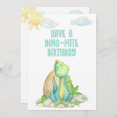 Happy Birthday Greeting Card with Dino for Kids (Voorkant / Achterkant)