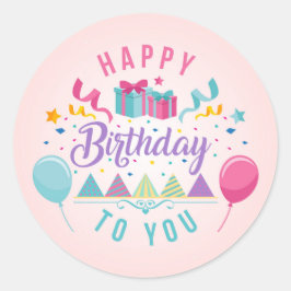 Happy Birthday Greeting Ronde Sticker