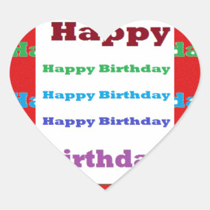 Happy Birthday Greeting Script AcrylRed base 99 Hart Sticker