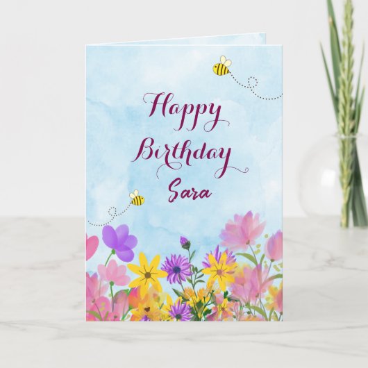Happy Birthday Greetings Card Kaart (Voorkant)