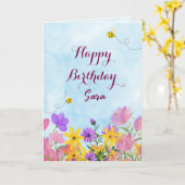 Happy Birthday Greetings Card Kaart (Gele Bloem)
