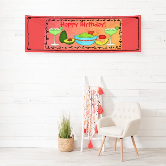 Happy Birthday Guacamole Margarita Custom Spandoek (Insitu)