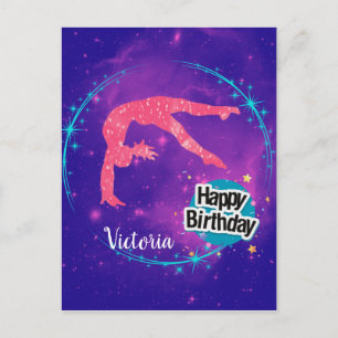 Happy Birthday Gymnastics Galaxy Tumbling Briefkaart