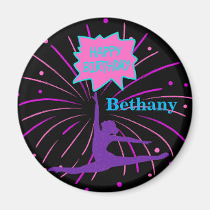 Happy Birthday Gymnastics Personalized Magneet