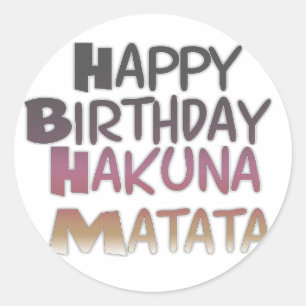 Happy Birthday Hakuna Matata Paars Inspir Ronde Sticker