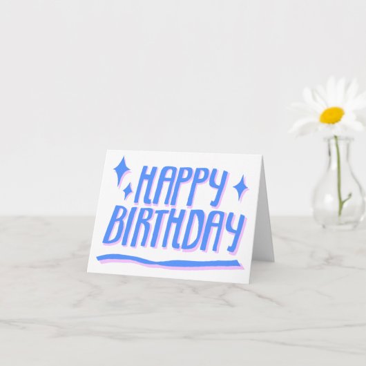 HAPPY BIRTHDAY Handbriefed Blue Gepersonaliseerd Kaart (Kleine Plant)
