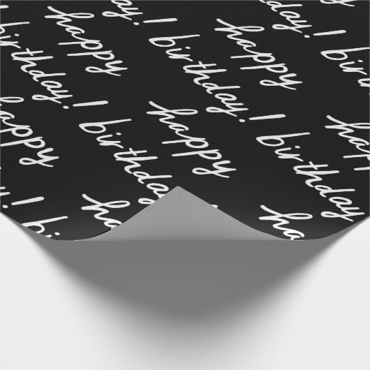 HAPPY BIRTHDAY Handlettering Pattern Black White Cadeaupapier (Hoek)