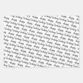 HAPPY BIRTHDAY Handlettering Pattern Black White Inpakpapier Vel (Voorkant 2)