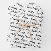 HAPPY BIRTHDAY Handlettering Pattern Black White Inpakpapier Vel (In situ)