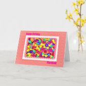 Happy Birthday Hannah in Peachy Pink Kaart (Gele Bloem)