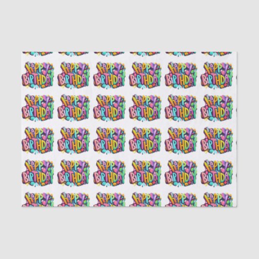 Happy Birthday Happy Ballons Grappig Tissuepapier (Voorkant)