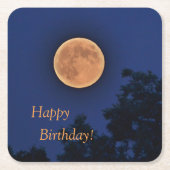 Happy Birthday Harvest Moon Vierkante Kartonnen Onderzetter (Voorkant)