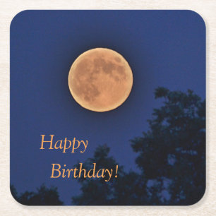 Happy Birthday Harvest Moon Vierkante Kartonnen Onderzetter