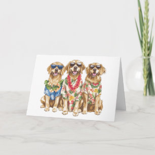 Happy Birthday Hawaiian Golden Retriever Dogs Kaart