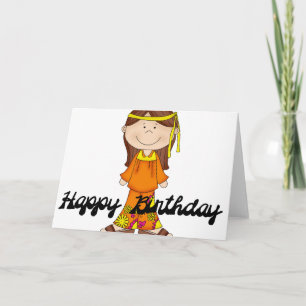 Happy Birthday Hippie Girl 1 Wenskaart Kaart