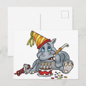 Happy Birthday Hippo Briefkaart (Voorkant / Achterkant)