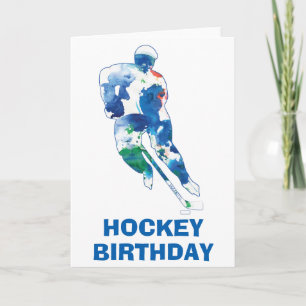 Happy Birthday Hockey Player Waterverf Kaart