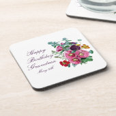 Happy Birthday Hollyhocks Bier Onderzetter (Linkerzijde)