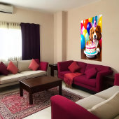 Happy Birthday, hond en cake | AI Art Poster