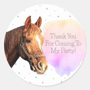 Happy Birthday Horse Back Riding  Animal Kind Ronde Sticker