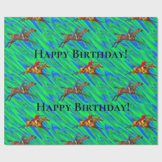 Happy Birthday Horse Fun Cadeaupapier (Vlak)