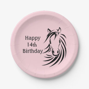 Happy Birthday Horse w Age for Girl Papieren Bordje
