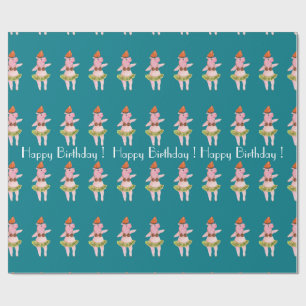 Happy Birthday Hulu Pig Wrapping Paper Cadeaupapier