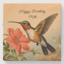 Happy Birthday Hummingbird Stone Onderzetter