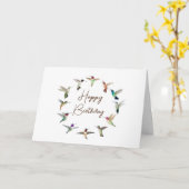 Happy Birthday Hummingvogels Kaart (Gele Bloem)